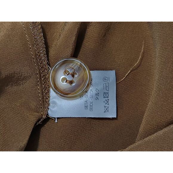 Forte Forte Women's Brown Silk Button Down Shirt Size I Small Long Sleeve Top - Picture 7 of 7